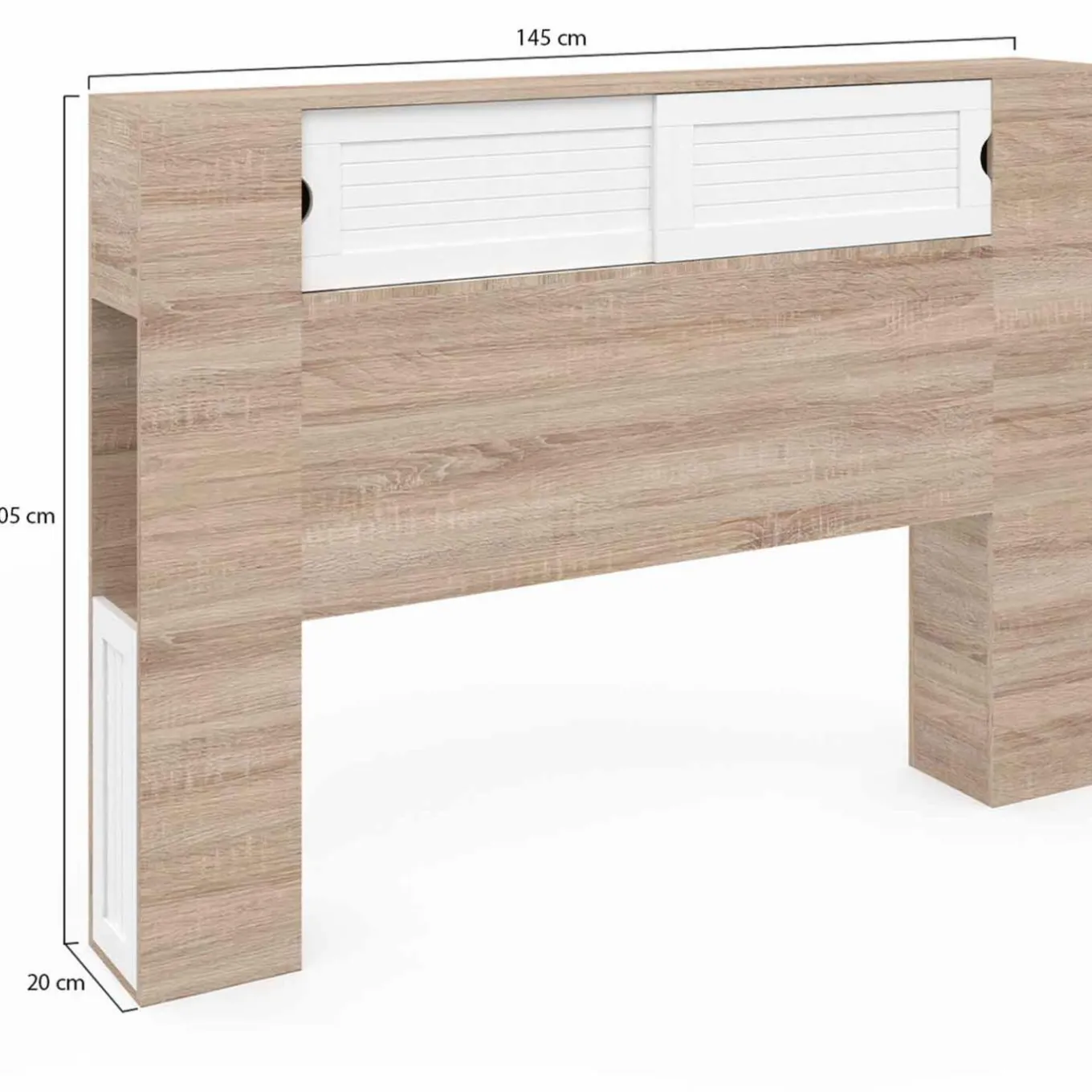 IDMarket Tête de lit bois et blanc 145 cm avec rangements fermés et niches* Meubles Blancs|Meubles En Bois