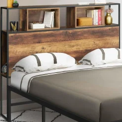 IDMarket Tête de lit bois foncé industrielle 145 cm* Collection Scandinave|Chambre Complète Adulte