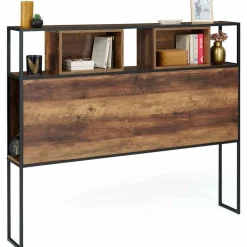 IDMarket Tête de lit bois foncé industrielle 145 cm* Collection Scandinave|Chambre Complète Adulte