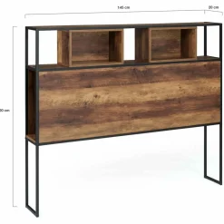 IDMarket Tête de lit bois foncé industrielle 145 cm* Collection Scandinave|Chambre Complète Adulte