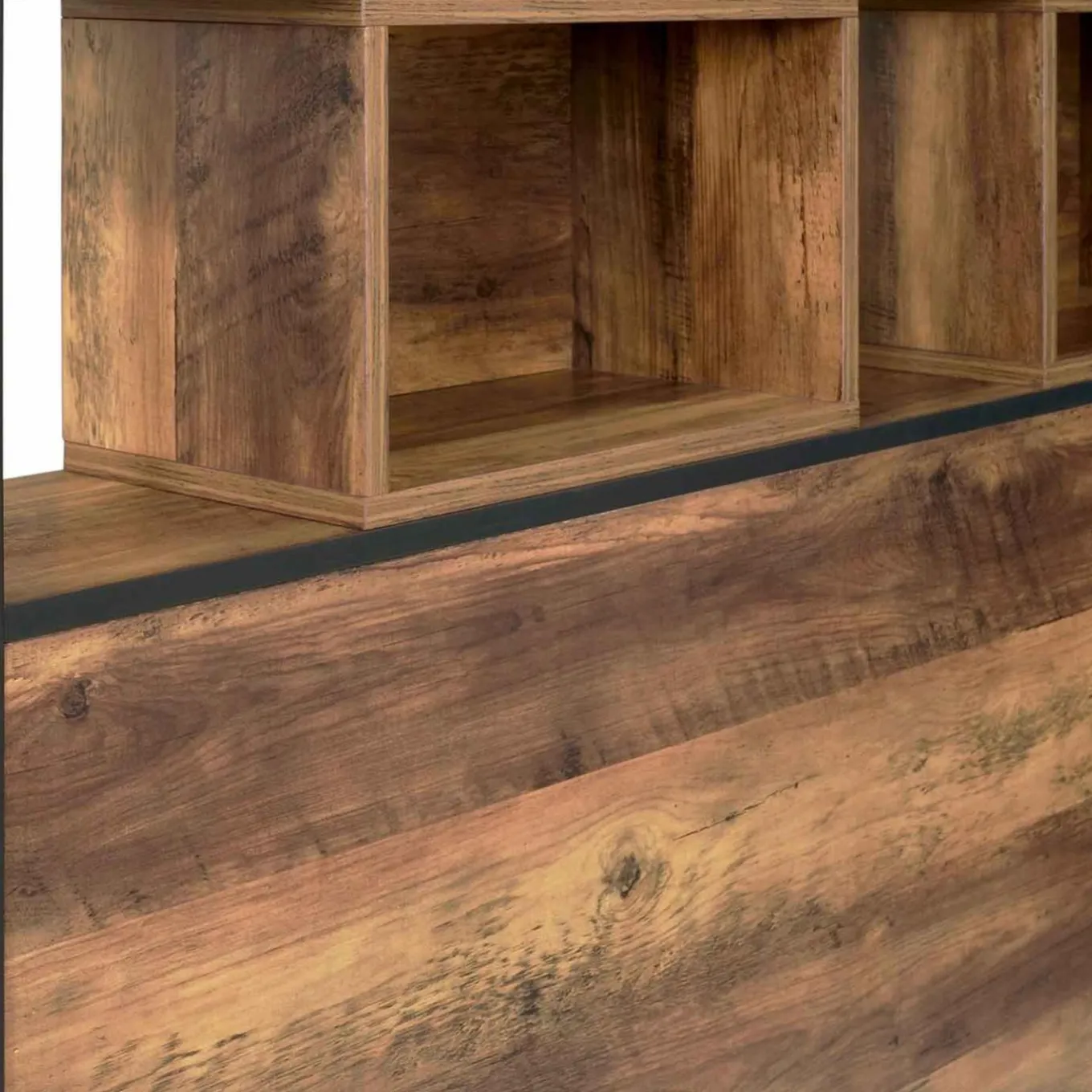 IDMarket Tête de lit bois foncé industrielle 145 cm* Collection Scandinave|Chambre Complète Adulte