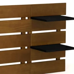 IDMarket Tête de lit bois vieilli étagères noires 5 larges lattes 240 cm* Collection Vintage|Collection Moderne