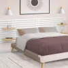IDMarket Tête de lit en lattes bois blanc étagères façon hêtre 240 cm* Meubles Blancs|Collection Moderne