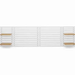 IDMarket Tête de lit en lattes bois blanc étagères façon hêtre 240 cm* Meubles Blancs|Collection Moderne