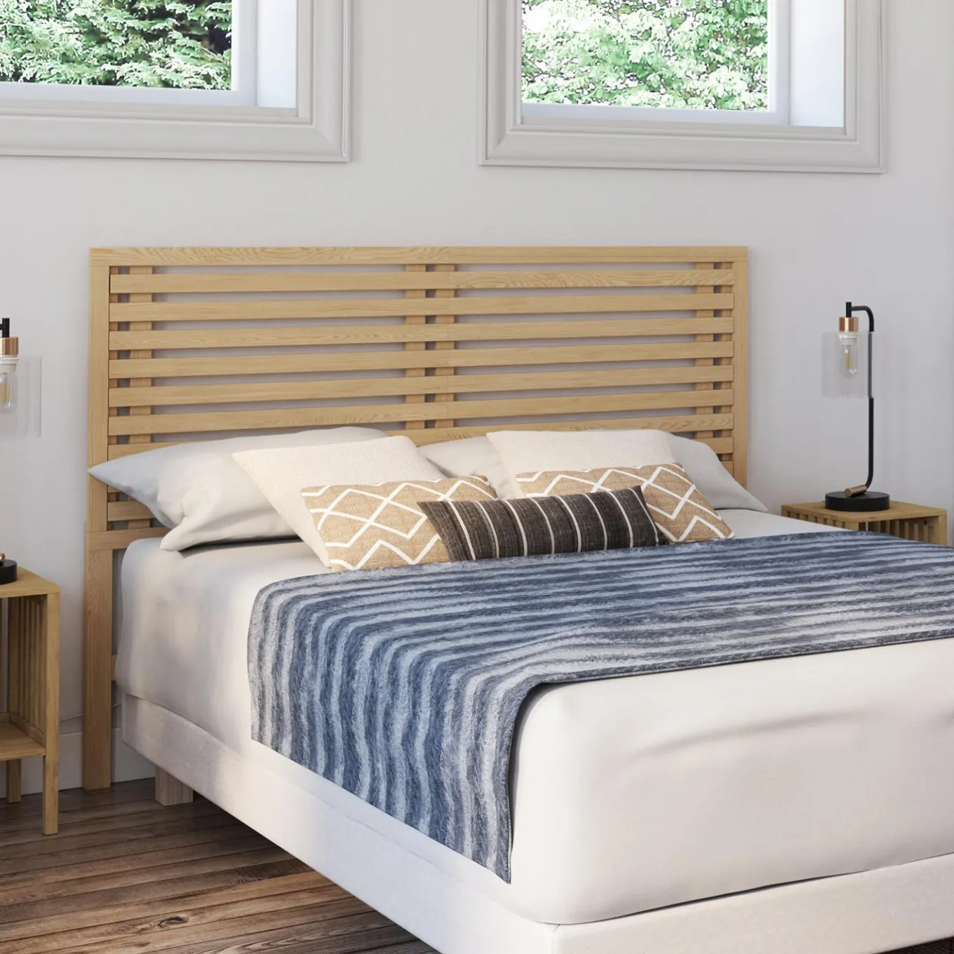IDMarket Tête de lit en lattes coloris bois clair 160 cm* Têtes De Lit|Chambre Complète Adulte