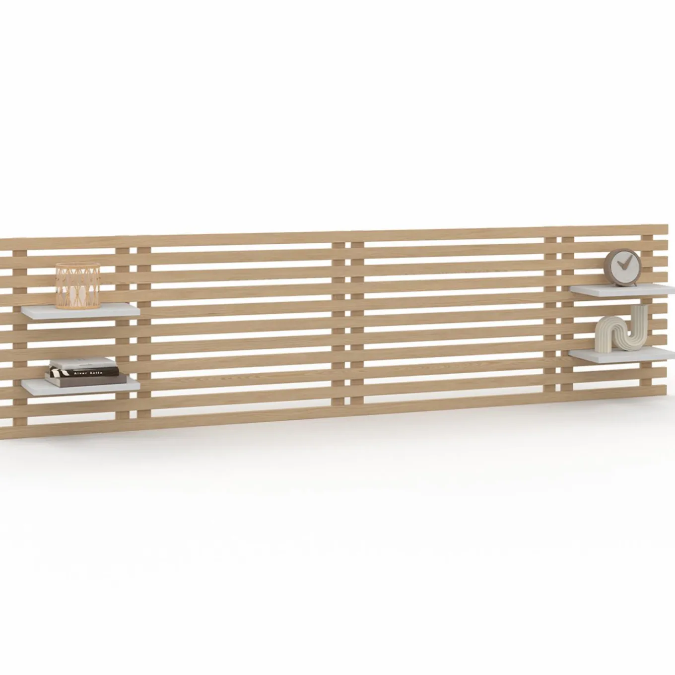 IDMarket Tête de lit en lattes de bois clair* Meubles Blancs|Meubles En Bois