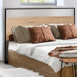 IDMarket Tête de lit industrielle 145 cm bois et métal noir* Meubles En Bois|Collection Industrielle
