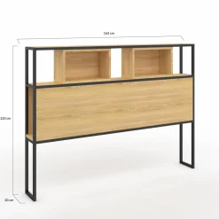 IDMarket Tête de lit industrielle 165 cm bois et métal* Collection Industrielle|Chambre Complète Adulte