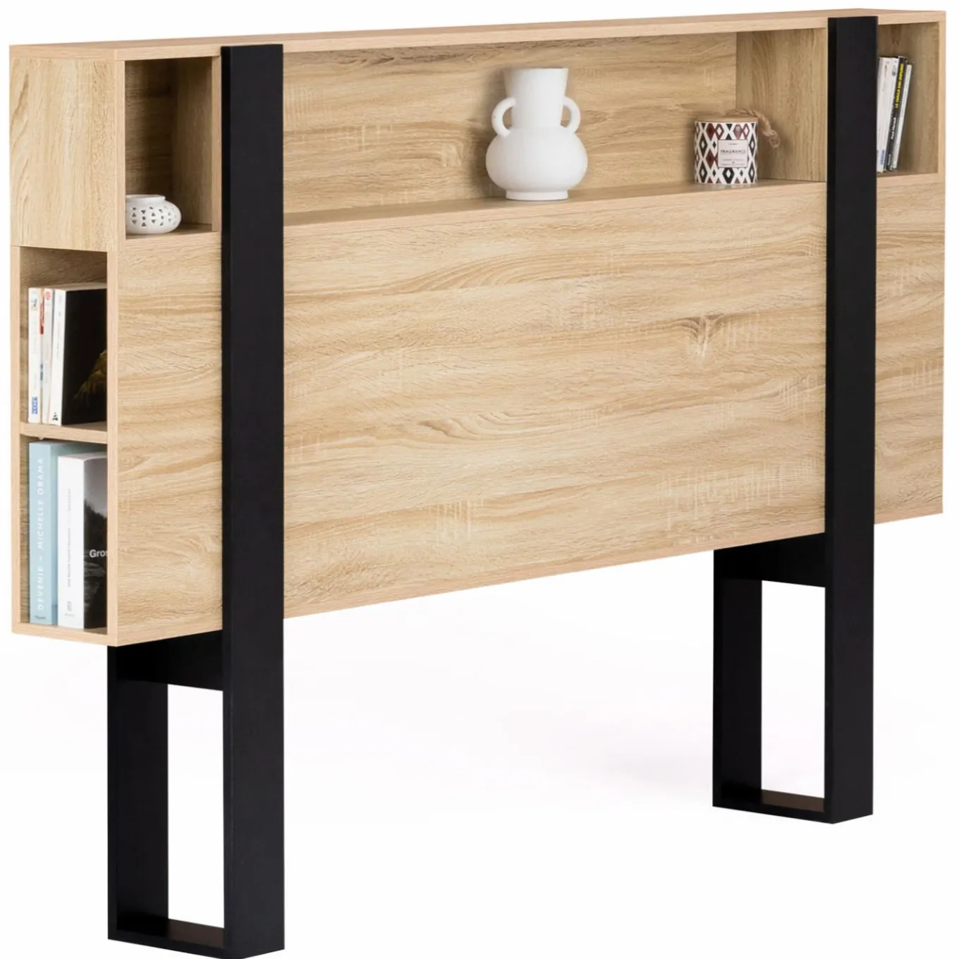 IDMarket Tête de lit industrielle 160 cm bois et noir* Collection Moderne|Têtes De Lit