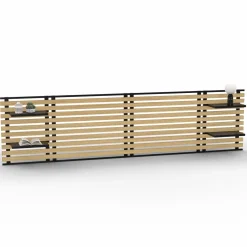 IDMarket Tête de lit industrielle en lattes bois et métal avec étagères* Têtes De Lit|Chambre Complète Adulte