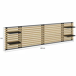 IDMarket Tête de lit industrielle en lattes bois et métal avec étagères* Têtes De Lit|Chambre Complète Adulte