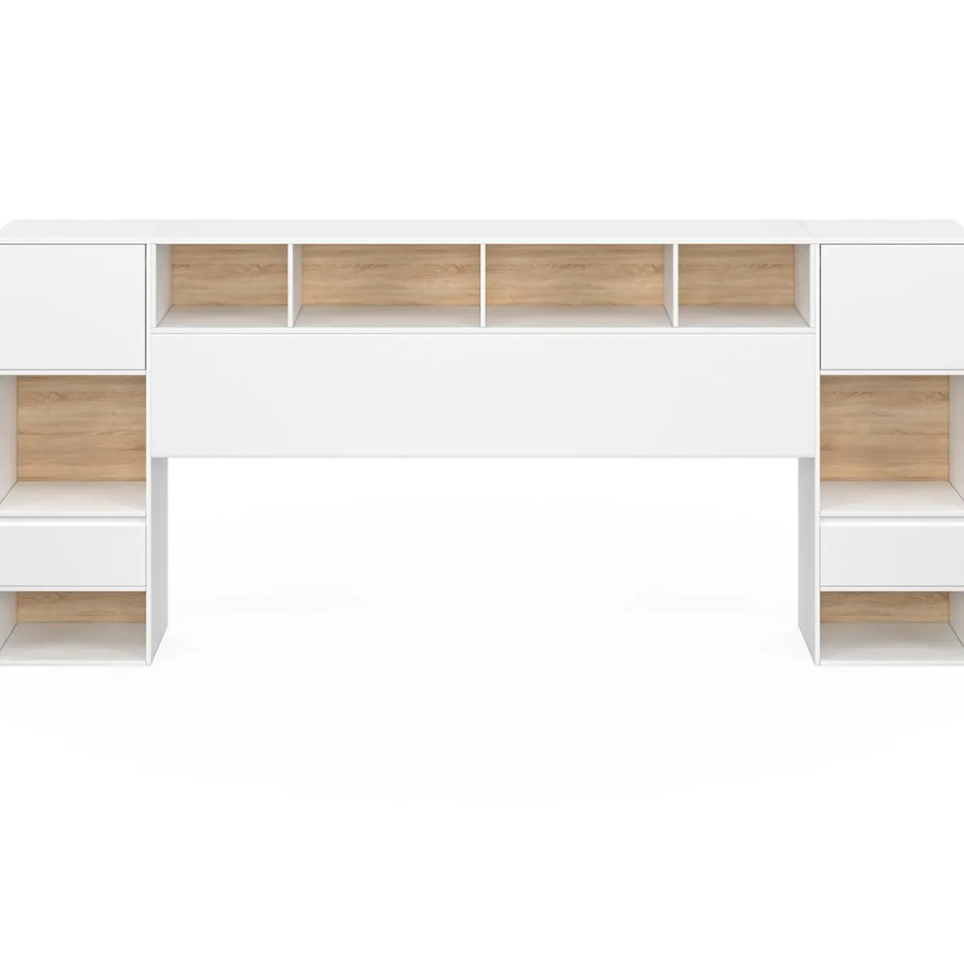 IDMarket Tête de lit sur pied blanc et bois* Collection Moderne|Chambre Complète Adulte