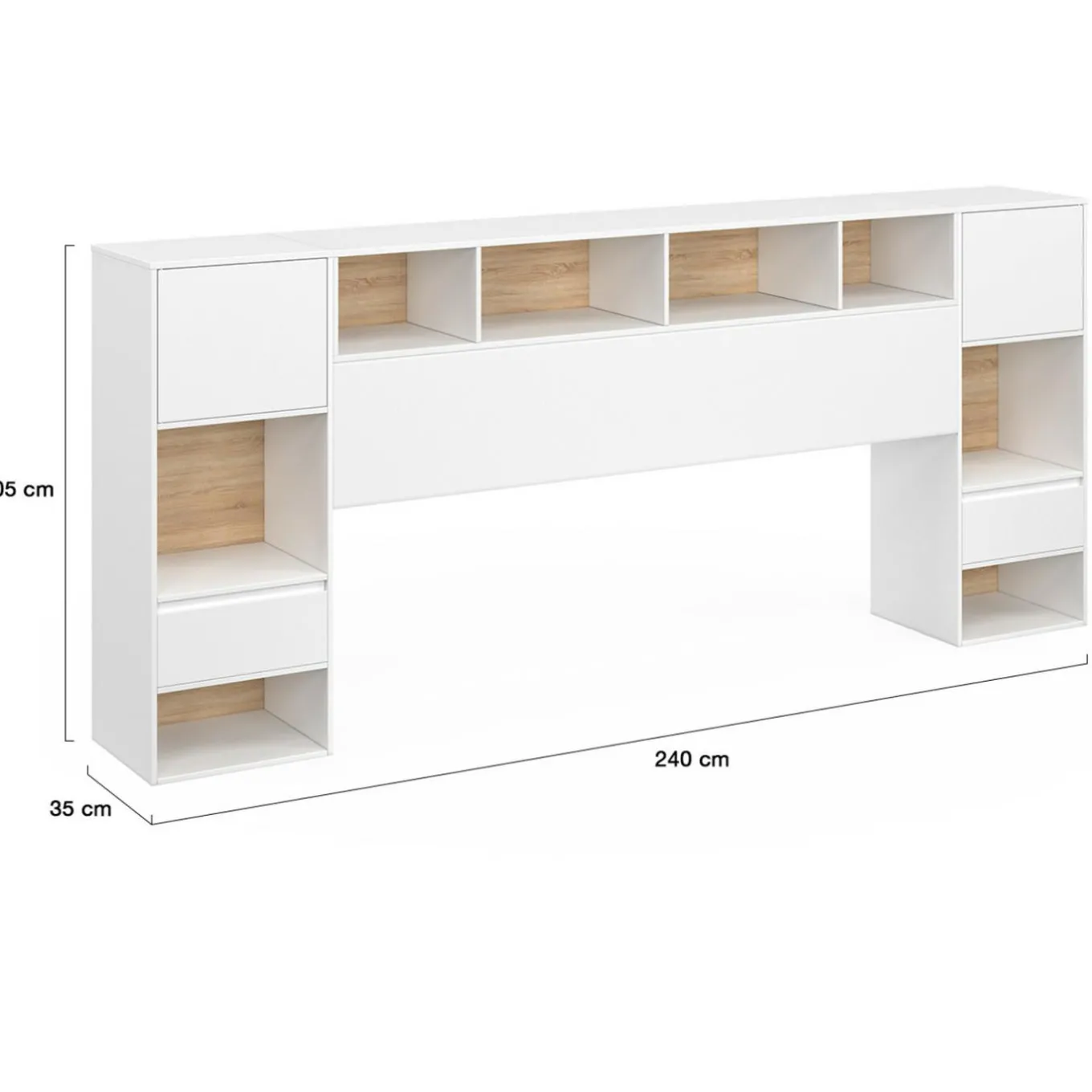 IDMarket Tête de lit sur pied blanc et bois* Collection Moderne|Chambre Complète Adulte