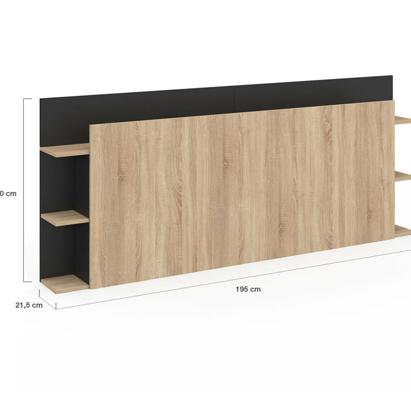 IDMarket Tête de lit sur pied bois et noir avec rangement pour lit 140-160 cm* Têtes De Lit|Chambre Complète Adulte