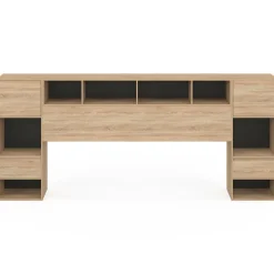 IDMarket Tête de lit sur pied noir et bois* Collection Moderne|Chambre Complète Adulte