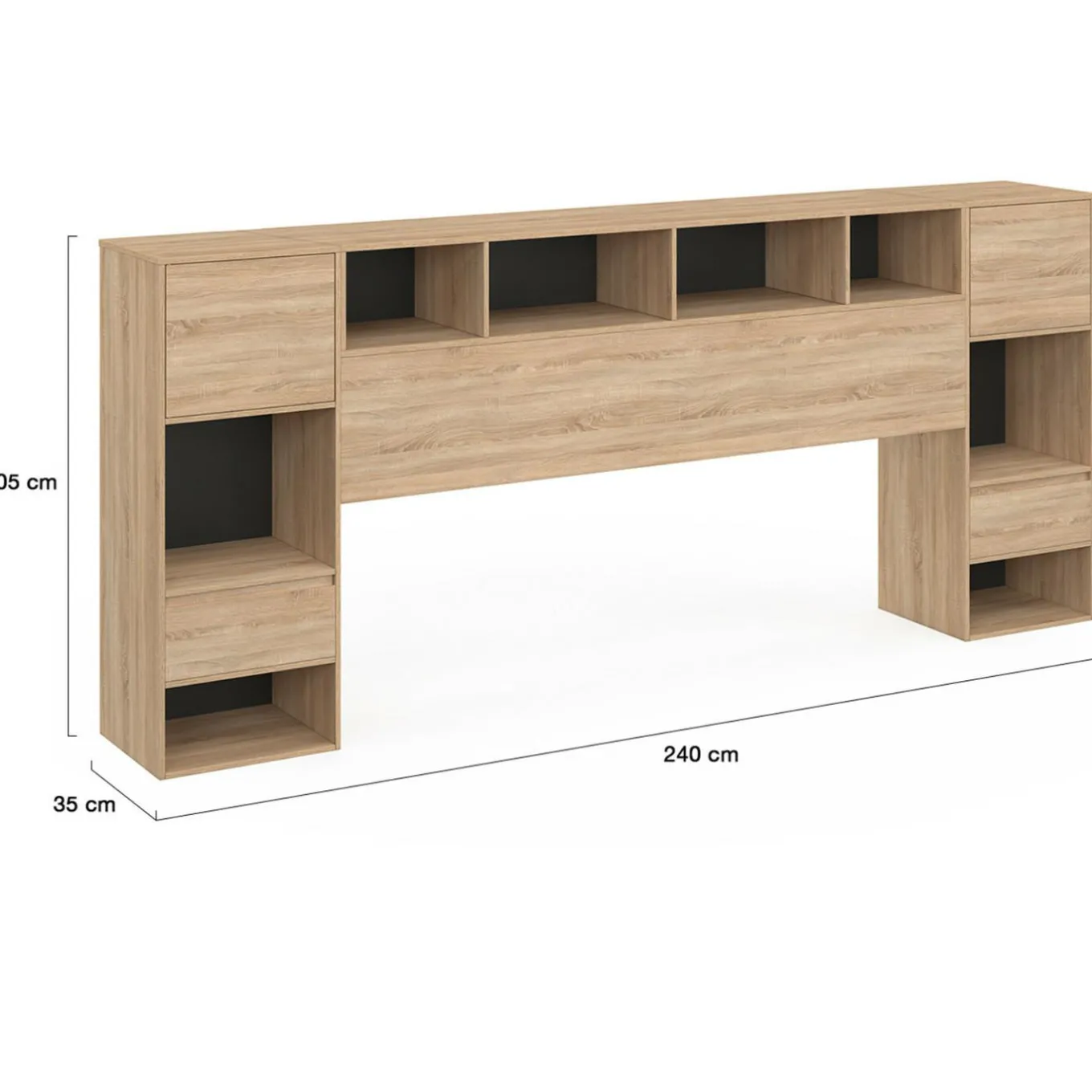 IDMarket Tête de lit sur pied noir et bois* Collection Moderne|Chambre Complète Adulte