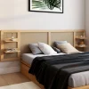 IDMarket Tête de lit suspendue 240 cm cannage et bois avec étagères* Collection Cannage|Têtes De Lit