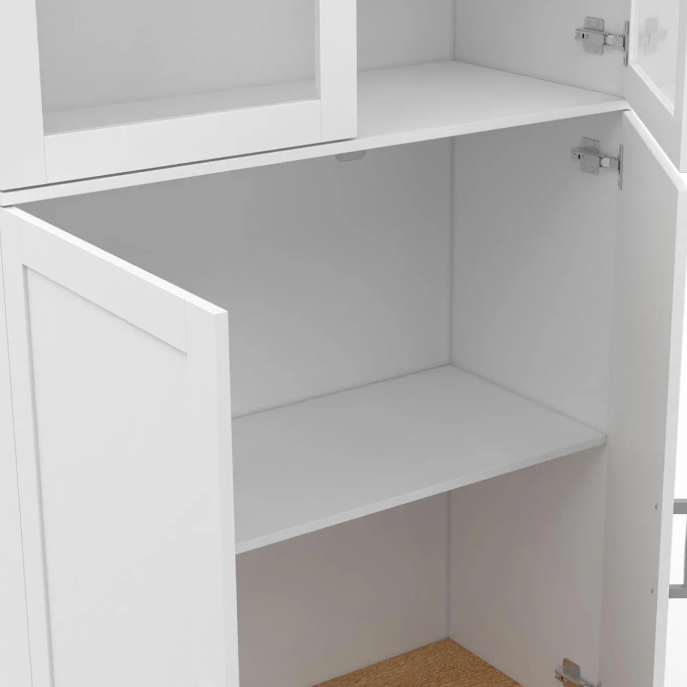 IDMarket Vaisselier buffet haut 176 cm avec 4 portes et étagères blanc et bois* Vaisseliers|Buffets