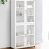 IDMarket Vaisselier buffet haut 176 cm avec 4 portes vitrées blanc et bois* Vaisseliers|Buffets
