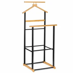 IDMarket Valet de nuit bois et noir style industriel* Rangement Et Accessoires|Chambre Complète Adulte
