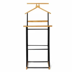 IDMarket Valet de nuit bois et noir style industriel* Rangement Et Accessoires|Chambre Complète Adulte