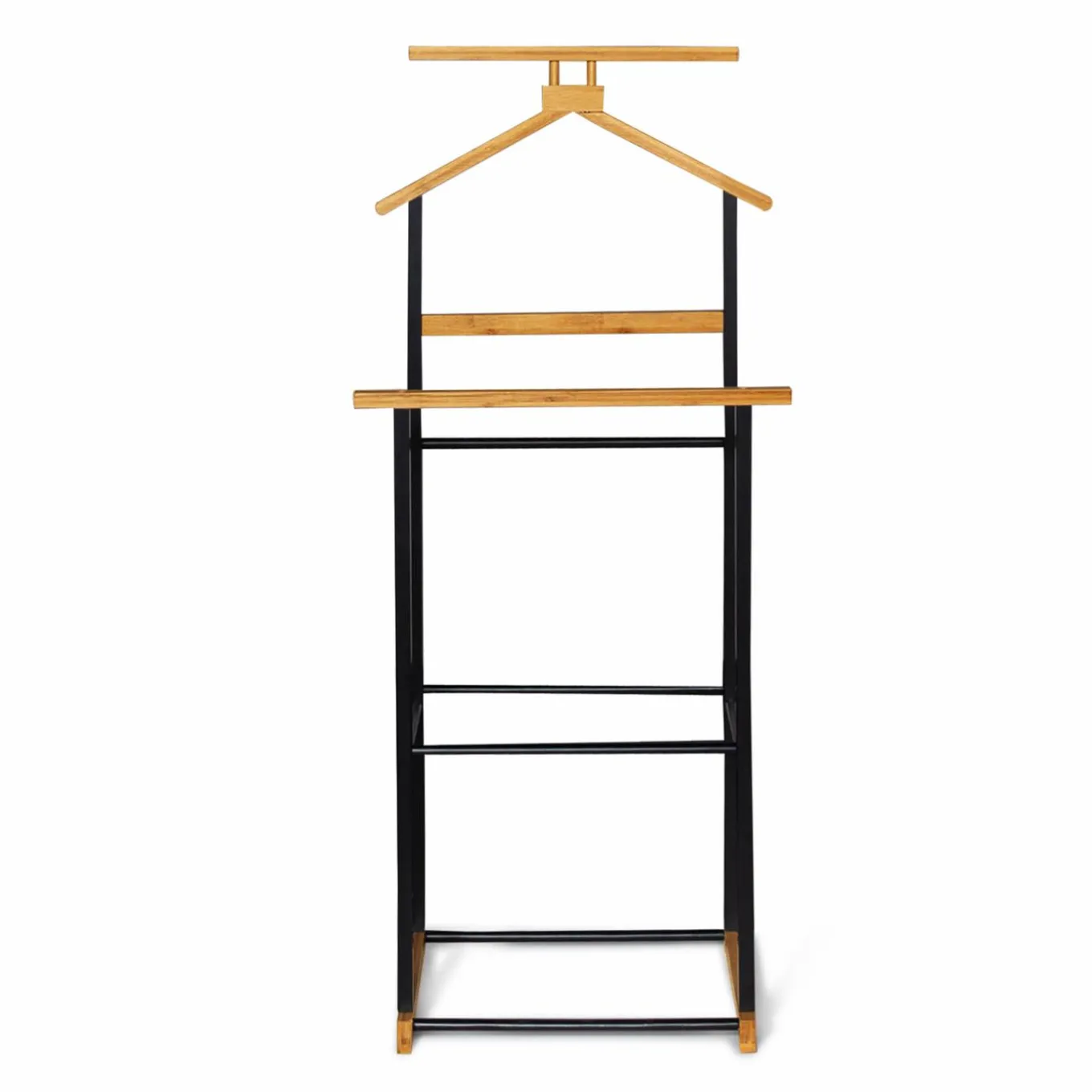IDMarket Valet de nuit bois et noir style industriel* Rangement Et Accessoires|Chambre Complète Adulte
