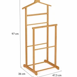 IDMarket Valet de nuit en bambou portant à vêtements* Rangement Et Accessoires|Chambre Complète Adulte