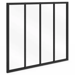 IDMarket Verrière 4 vitrages L. 120 x H.108 cm en métal noir et verre trempé* Produits D’Aménagement Intérieur|Décoration Et Accessoires