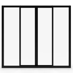 IDMarket Verrière atelier coulissante 4 vitrages 120 x 108 cm en métal noir et verre trempé* Produits D’Aménagement Intérieur|Décoration Et Accessoires