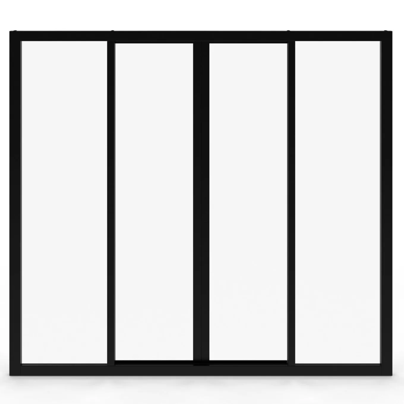IDMarket Verrière atelier coulissante 4 vitrages 120 x 108 cm en métal noir et verre trempé* Produits D’Aménagement Intérieur|Décoration Et Accessoires