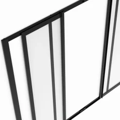 IDMarket Verrière atelier coulissante 4 vitrages 120 x 108 cm en métal noir et verre trempé* Produits D’Aménagement Intérieur|Décoration Et Accessoires