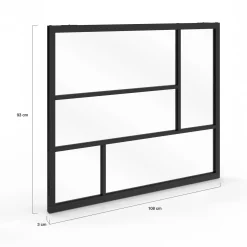 IDMarket Verrière géométrique L. 93 x H. 108 cm en métal noir et verre trempé* Produits D’Aménagement Intérieur|Décoration Et Accessoires