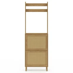 IDMarket Vestiaire d'entrée 2 portes bois effet naturel cannage meuble chaussures 12 paires* Collection Cannage|Collection Vintage