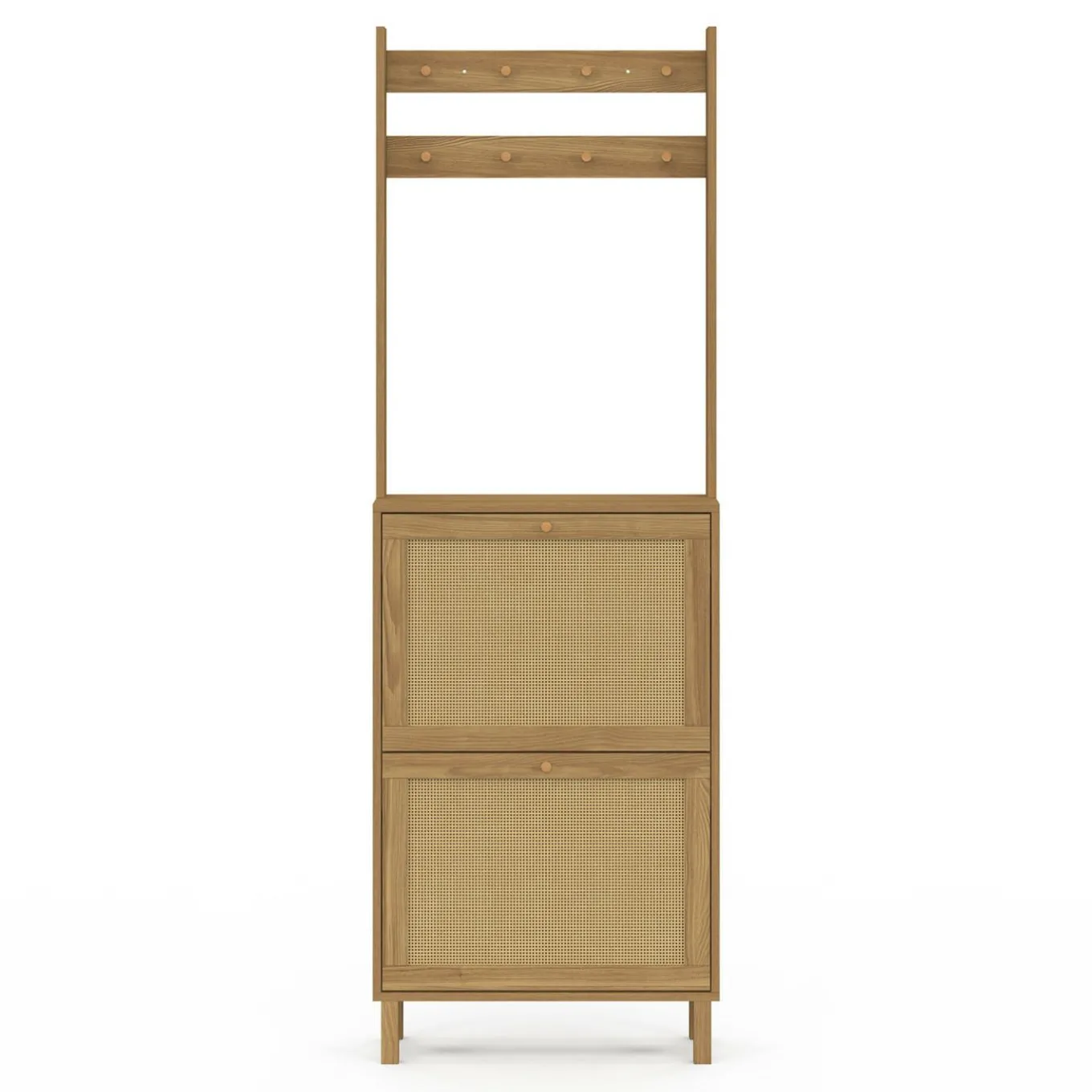 IDMarket Vestiaire d'entrée 2 portes bois effet naturel cannage meuble chaussures 12 paires* Collection Cannage|Collection Vintage