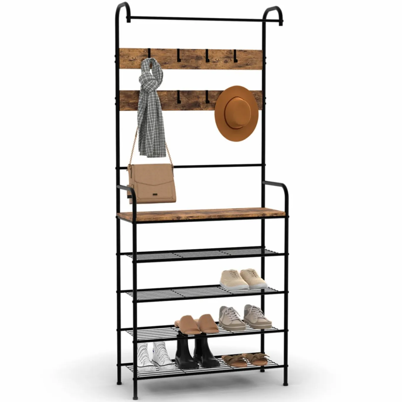 IDMarket Vestiaire d'entrée 5 étagères style industriel* Collection Vintage|Vestiaires Et Meubles D'Entrée