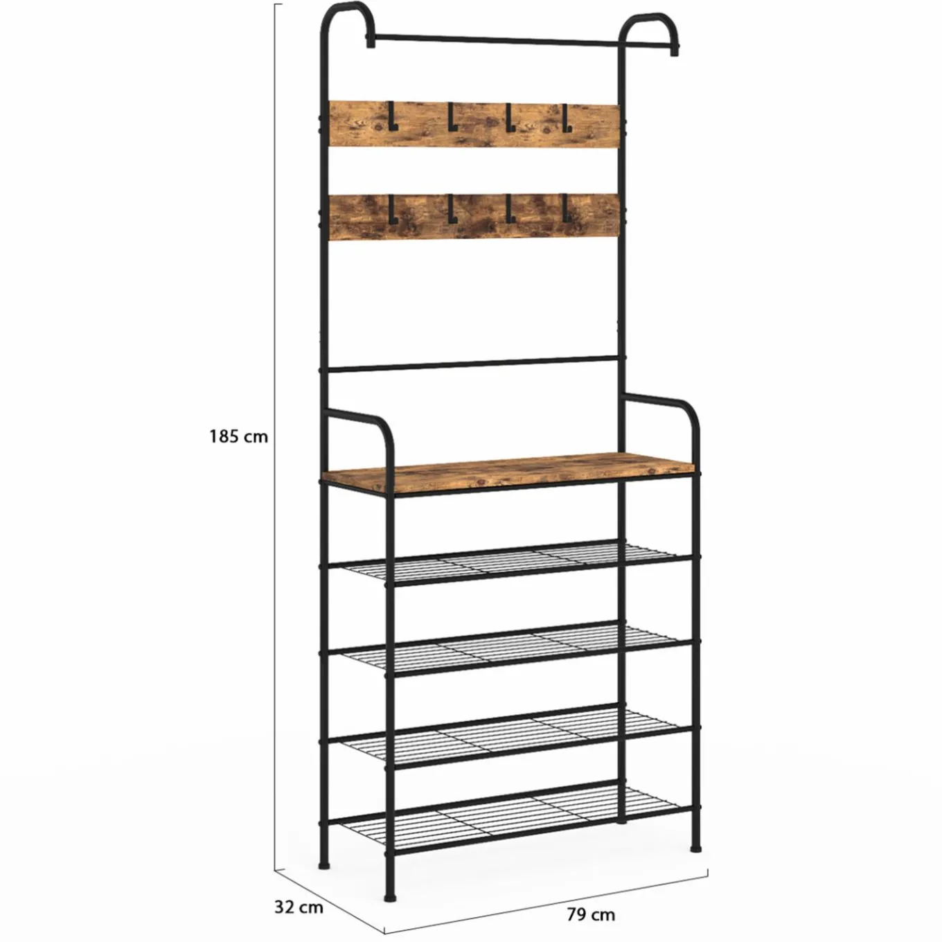 IDMarket Vestiaire d'entrée 5 étagères style industriel* Collection Vintage|Vestiaires Et Meubles D'Entrée