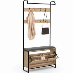 IDMarket Vestiaire d'entrée avec banc et meuble à chaussures style industriel* Bancs D'Entrée|Meubles À Chaussures