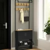 IDMarket Vestiaire d'entrée avec meuble chaussures 2 portes en métal noir* Meubles Noirs|Meubles À Chaussures