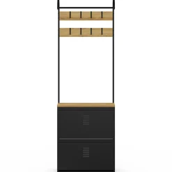 IDMarket Vestiaire d'entrée avec meuble chaussures 2 portes en métal noir* Meubles Noirs|Meubles À Chaussures