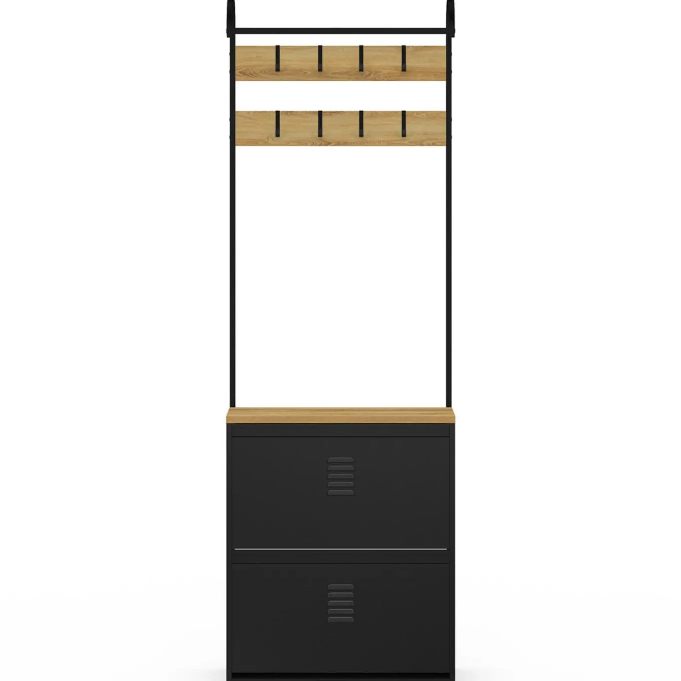 IDMarket Vestiaire d'entrée avec meuble chaussures 2 portes en métal noir* Meubles Noirs|Meubles À Chaussures
