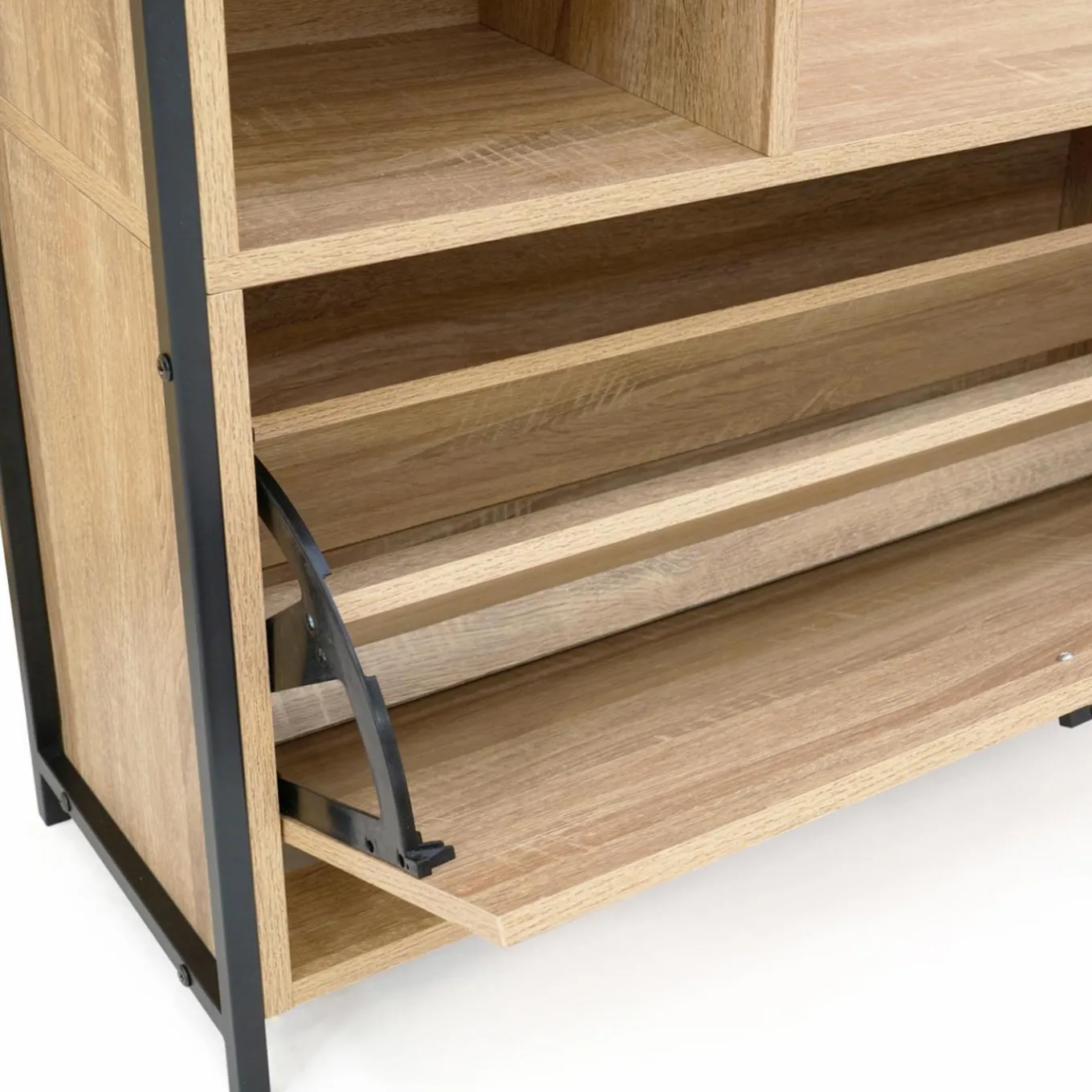 IDMarket Vestiaire d’entrée avec miroir et range-chaussures style industriel* Vestiaires Et Meubles D'Entrée