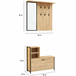 IDMarket Vestiaire d’entrée avec miroir et range-chaussures style industriel* Vestiaires Et Meubles D'Entrée