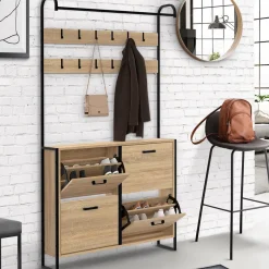 IDMarket Vestiaire d'entrée industriel meuble chaussures 4 portes* Meubles À Chaussures|Vestiaires Et Meubles D'Entrée