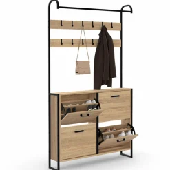 IDMarket Vestiaire d'entrée industriel meuble chaussures 4 portes* Meubles À Chaussures|Vestiaires Et Meubles D'Entrée
