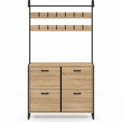 IDMarket Vestiaire d'entrée industriel meuble chaussures 4 portes* Meubles À Chaussures|Vestiaires Et Meubles D'Entrée