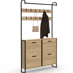 IDMarket Vestiaire d'entrée industriel meuble chaussures 4 portes* Meubles À Chaussures|Vestiaires Et Meubles D'Entrée