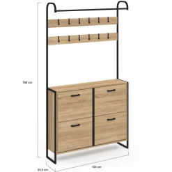 IDMarket Vestiaire d'entrée industriel meuble chaussures 4 portes* Meubles À Chaussures|Vestiaires Et Meubles D'Entrée