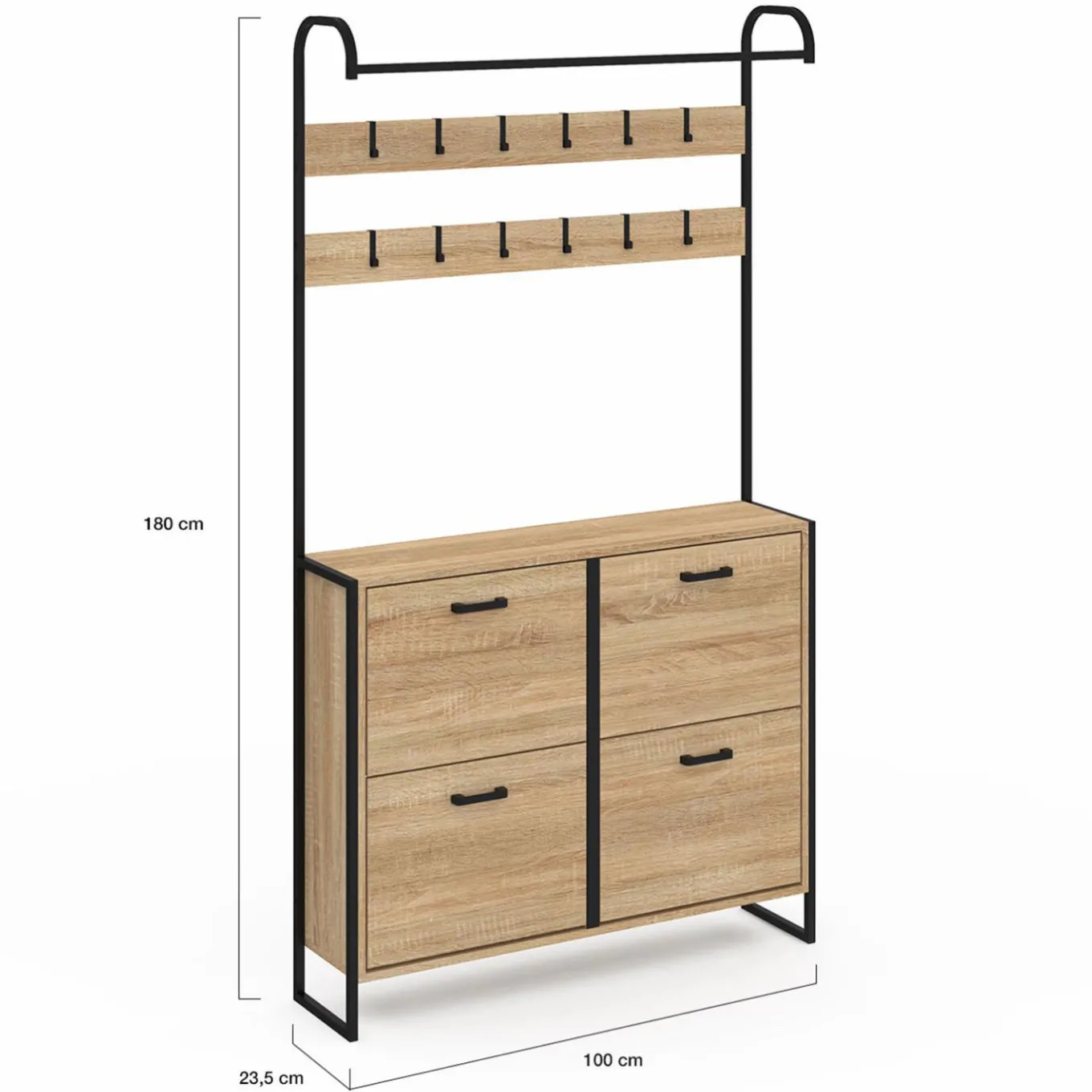 IDMarket Vestiaire d'entrée industriel meuble chaussures 4 portes* Meubles À Chaussures|Vestiaires Et Meubles D'Entrée