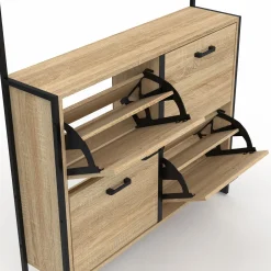 IDMarket Vestiaire d'entrée industriel meuble chaussures 4 portes* Meubles À Chaussures|Vestiaires Et Meubles D'Entrée