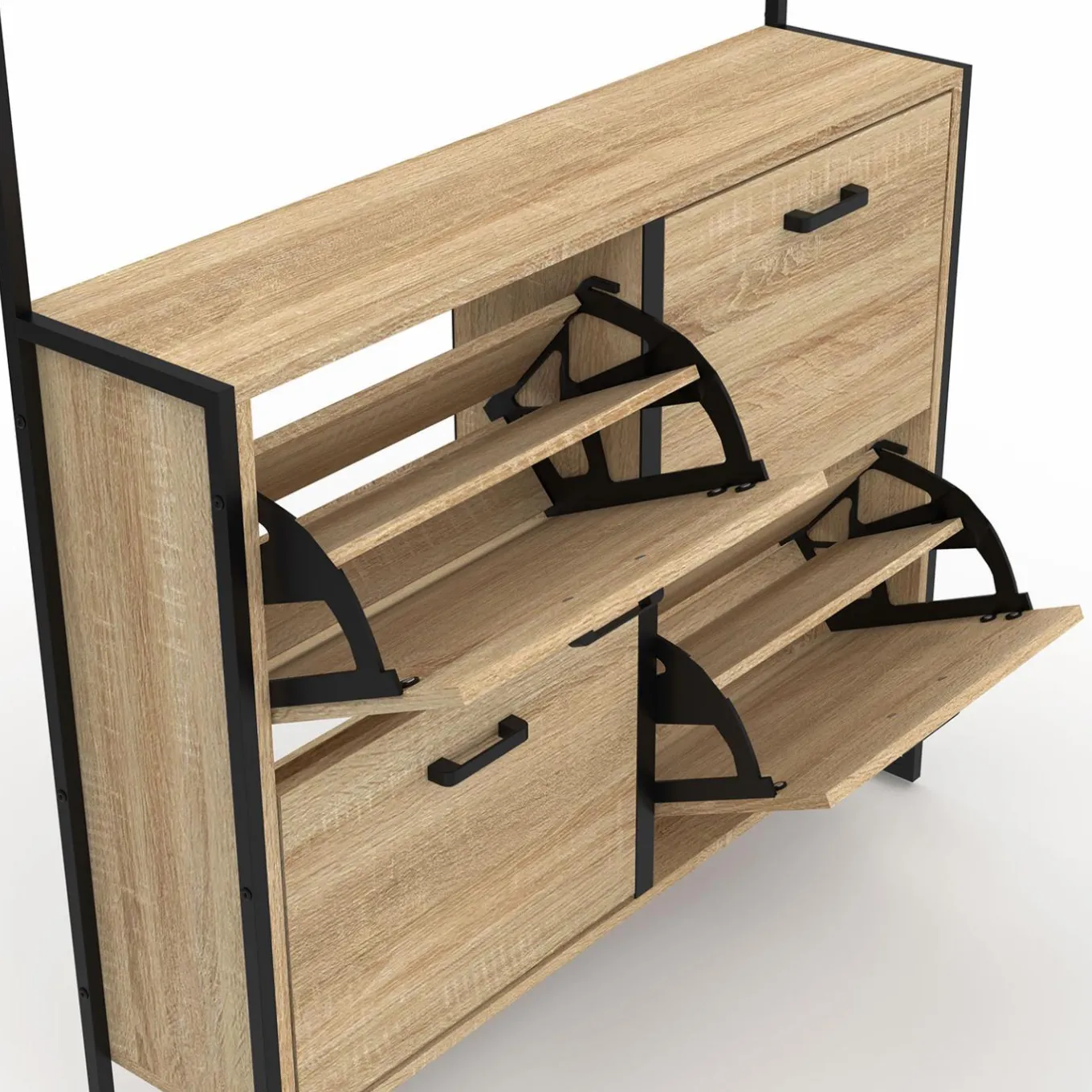 IDMarket Vestiaire d'entrée industriel meuble chaussures 4 portes* Meubles À Chaussures|Vestiaires Et Meubles D'Entrée